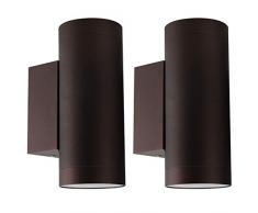 Klighten 2 Pezzi Applique da Parete Esterni IP65 Su Giù Lampada da Parete Applique da Esterno in Alluminio Moderna per giardino corridoio cortile, Attacco GU10, Lampadina non Inclusa, Bronzo