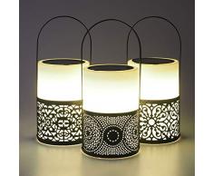 Gadgy Luci Giardino Energia Solare | Set Di 3 | Candele A Energia Solare | Lanterna Con Batteria Per Uso Esterno | Lampade A Led | Colore Bianco E Nero
