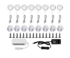 Lightess 8Pezzi Lampada per Armadio LED per Armadio Lampada da Lavello per Cucina Luce Notturna per Vetrina Guardaroba Camera da Letto