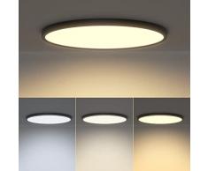 LED Plafoniera Nero 38W, Klighten Lampada da Soffitto Tonda Pannello 3420Lumen per Cucina Soggiorno Camera, Moderna Sottile 2cm LED Luce Soffitto Temperatura Colore Regolabile 3000K/4500K/6000K, Ø40cm