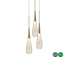 Soffitto Lampadari,Lampadario Pendente,Lampada A Sospensione,Forma Goccia Cristallo Stagnola Oro Circuito Integrato Soffitto Pendente Luce Incorridor Bar Coffee Shop Hotel,Gold3w6*38cm,3Lights