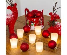 6 Tea Light a Batteria con Bicchierino, LED Bianco Caldo, candeline Decorative, Candele LED, luci di Natale