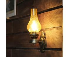 Welampa Lampada da parete applique vintage marrone antico stile cinese Lampada da soffitto applique vintage vecchio muro lampada olio applique da parete creativo retrò ferro caffè ristorante camera da