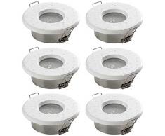 SEBSON 6x Faretti da incasso per Bagno IP65 incl. portalampada GU10 - Foro di montaggio ø65mm Dimensioni ø83x29mm, alluminio bianco, LED/Alogena