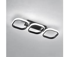 Plafoniera Led Soffitto, 30W Nero Moderna Design Lampada da Soffitto in Acrilico, 3 Quadrate Plafoniere da Soffitto per Soggiorno, Camera da Letto, Cucina, Corridoio, Dia 53CM, 6000K, Bianca Fredda