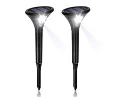 Luci Solari Da Esterno Impermeabili Con Sensore Di Movimento【120 Ore, 2 Modalità Di Luminosità】Lampade Solari Da Giardino, Piscina, Esterno, Cortile. Fari Led Traccia Sentieri (BIANCO FREDDO 2 PEZZI)