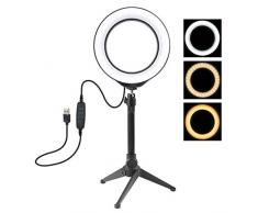 PARIO PARIO 16cm Ring Light per Tiktok, Lampada ad Anulare Luce Circolare LED Luce ad Anello Luminoso per Selfie, Makeup, Fotografia, Live Stream, Smartphone, Youtube