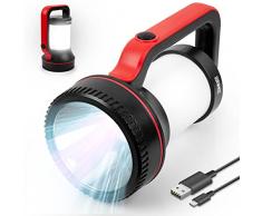 Duronic RL74 Torcia elettrica ricaricabile 2 in 1 | Lampada potente 7W | Torcia 300 Lumen e Lanterna 320 Lumen | 17h di utilizzo | Flashlight per Campeggio Trekking Emergenza | Torcia multifunzionale
