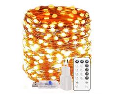 AxiwoIntl Lucine Led Decorative Catena Luminosa - 20M 200Led Luci Natale Esterno USB con Telecomando 8 Modalità, Impermeabile IP65, Per Decorazioni Natalizie Feste Matrimonio Bianco Caldo
