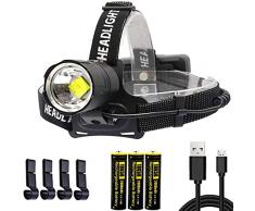 Lampada Frontale LED XHP70, 20000 Lumen Super Luminosa Lampade da Testa 3 Modalità IPX4 Impermeabile Torcia Lampada USB Ricaricabile per Campeggio, Equitazione, Corsa, Pesca, Riparazione Auto