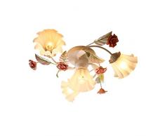 Plafoniere Lampada da soffitto moderna in vetro pastorale, Fiori in ceramica fatti a mano, Corridoio creativo Corridoio da Luce Plafoniera a baldacchino (E27) Plafoniere