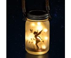 Geesui Barattoli Luci Solari Esterni Lanterne da Esterno Lanterna Solare da Esterno Il Fata Farfalla Nella Barattolo di Vetro per da Esterno Giardino Giardino Feste Camera da Letto Decorazioni