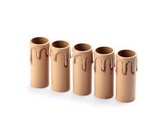 Portalampada per candele, 5 pezzi, in plastica anticata, per lampadari a LED, candele, lampada a sospensione, marrone (85 mm)