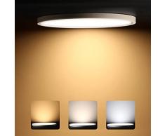 Plafoniera LED, Lampada da Soffitto 24W Bianco 2800-5000K Moderna Regolabile Tonda Pannello LED Luce Plafoniere per Bagno, Cucina, Soggiorno, Camera, Corridoio, Ufficio