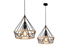 Horevo Lampadario vintage E27 Lampada a Sospensione Industriale, Plafoniera in Metallo Nero con Cavo Regolabile da 80 cm, Edison Lampadari Per la Cucina, Sala da Pranzo (Lampadina Inclusa)