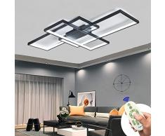 Plafoniera moderna e minimalista a LED Lampada da soffitto quadrata geometrica Plafoniere di design alla moda Plafoniere di personalità Camera da letto Studio Soggiorno Lampada da soffitto, Nero, 110