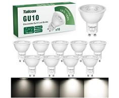 Tailcas Dimmerabile Lampadine LED GU10 7W, Luce Bianca Freddo 6000K 500 Lumen, Equivalenti ad Lampada Alogene da 50W, Fascio 38 Gradi Spotlight LED Risparmio Energetico, 220-240V AC, Pacco da 10
