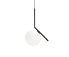 MZStech Lampada da soffitto moderna, lampada a sospensione sferica in ferro e vetro Nero, base a sospensione a lampadina E27 (25cm)