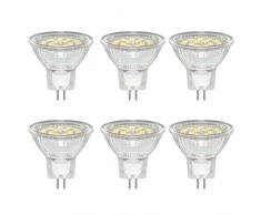Caldarax 6 Pezzi Lampadine LED 3W MR11 GU4 12V 24V Spot, Bianco Freddo 6000K, Equivalenti a 30W Lampada Alogena, 300LM, Fascio 120°, con Vetro Protettivo Trasparente, Non Dimmerabile