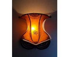 Applique da Parete Lampada Lanterna in Ferro e Pelle Dipinta a Mano hennè Marocco MOROCCHINA Etnico araba 2611181351