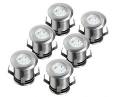 Ranex 5000.475 Set di 6 Faretti a Pavimento a LED, Acciaio Inossidabile e Vetro Spazzolato