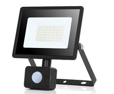 Aigostar Faretto con Sensore di Movimento,30W 3160lumen Faro LED Esterno,Bianco Naturale 4000k,IP65 Impermeabile Faretti LED per Giardino, Cortile,Patio,Garage