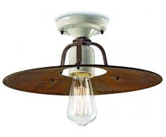 Ferroluce Retrò Plafoniera Grunge E27, 77 W, Craquele, 40x15 cm