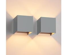 Klighten 2 Pezzi LED Lampada da Parete Interno/Esterno Lampadina G9 con Sorgente Luminosa Sostituibile 3000K Bianco Caldo Angolo del Fascio Regolabile Applique Esterno Grigio