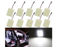 GrandView 10pcs Super Luminoso Bianco 5050 48-SMD LED Pannello di Illuminazione a Risparmio Energetico Lampada Auto Interno Piastra di Lettura Luce Tetto Soffitto Lampada Cablata Interna (12V DC)