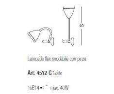 Lampada Da Tavolo Gialla Flex Con Pinza - Misure H.51X11 Cm - 1Xe14 Max. 40W - Lampada Modello Perenz 4512G