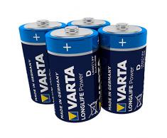 Varta 4920121414 Longlife Power (High Energy) Batteria Alcalina, Torcia D LR20, Confezione da 4 Pile - Il design può variare