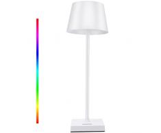 WOWDSGN Lampada da Tavolo Senza Fili Ricaricabile - Lampada da Scrivania a LED Dimmerabile Allinfinito con Interruttore Tattile - IP44 - a Batteria 4000mAh - 3000K /4000K /5000K + RGB (1PZ)