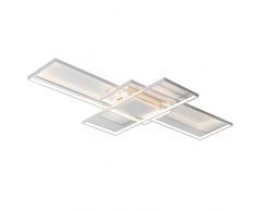 LED Plafoniera Dimmerabile con telecomando Moderno Anello Retangolo Design Lampada da sofitto per Soggiorno Camera da letto Cucina Sala da pranzo Ufficio sala Scala Applique a muro, Bianco, L140CM