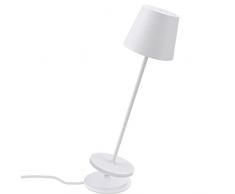 K-Bright Lampada LED Dimmerabile da tavolo in alluminio, H38cm,Ricaricabile Colore luce calda Per interni/esterni Lampada da tavolo con base di ricarica a contatto (Bianco)