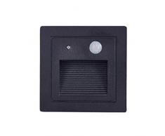 Uonlytech luce scale led sensore di movimento ip65 impermeabile luce calda luci passo lampada piede lampada luce esterna armadio applique da parete (nero)
