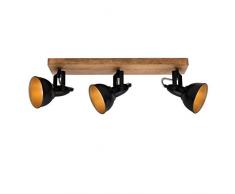 Briloner Leuchten Faretto, Lampada da Parete retrò, Vintage, Girevole e inclinabile, 3X E14, Metallo-Legno, Nero-Oro, 500x110x157mm (LxPxH)