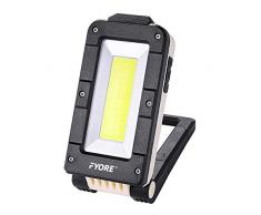 Fyore Lampada da Lavoro Ricaricabile,Lampada Calamita a LED Portatile a Torcia Pieghevole Lampada da Lavoro COB 15W 1200LM per Riparazione Auto, Emergenza, Workshop