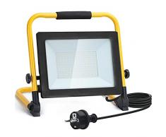 Aigostar - Faretto LED da Cantiere 100W,9000LM,Super luminoso Faro LED con Spina,Equivalente Alogena 900W,con staffa pieghevole, rotazione 360,portatile,Ideale per cantiere edile, officina, Garage