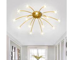 LED Lampada da soffitto Camera da Letto, Soggiorno Plafoniera Cielo stellato Design Sala da pranzo Lampada a Sospensione Paralume Vetro Simpatica Lampada per Bambini (15 luce bianca)
