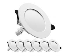 6 Faretti Led da Incasso,led integrati 7W,700 Lumen,luci ultrasottili da soffitto e per l’illuminazione da interno,Lampada Bianco Caldo da Incasso per Cartongesso,foro incasso Ø 75 mm - Ø 95 mm