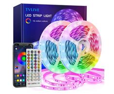 TVLIVE Striscia Led, Strisce LED 20 Metri, Luci Led Camera da Letto, Led Camera con APP e Controller Bluetooth, 28 Modalità, Led Striscia rgb Musicale per Decorare Cucina Casa
