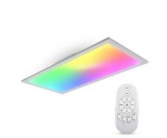 B.K.Licht Pannello LED, luce calda neutra fredda e 7 colori RGB, Dimmerabile con Telecomando, CCT Temperatura colore regolabile, Plafoniera ultrapiatta, Lampada da soffitto 595x295x42mm