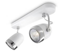 Philips Lighting Balsa Barra Spot 2 Luci in Metallo Bianco e Dettaglio Cromo, Lampadina Inclusa