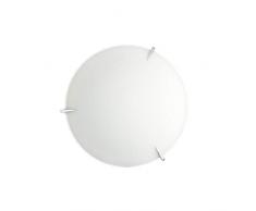ONLI NLI Plafoniera in Vetro Bianco Satinato con Ganci cromati. Diametro 30cm, PICCOLO