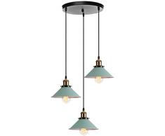 iDEGU 3 Luci Lampadario a Sospensione Vintage Industriale 22CM Lampada a Sospensione Design Retrò in Metallo E27 Illuminazione Lampada da Soffitto per Cucina Camera da Letto Soggiorno (Verde)