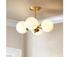 ARPET Lampadario in vetro Magic Bean Plafoniera moderna dorata di lusso Lampada da soffitto antiruggine interamente in rame Lampadario di semplicità di moda Lampadario creativo con paralume in vetro L