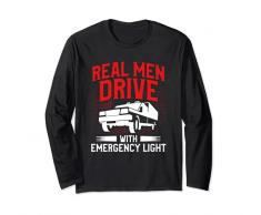 Gli uomini reali guidano con lambulanza della luce di emergenza medica Maglia a Manica