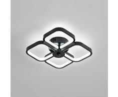 Plafoniera da Soffitto Moderna, 30W 4 Luci Nera Lampada da Soffitto in Acrilico Semplice a Doppio Strato, Bianca Fredda Lampadario da Soffitto per Soggiorno, Camera da Letto, Cucina, Corridoio