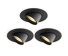 Martll Faretti LED da Incasso per Cartongesso 7W Bianco Caldo CRI90 Ultrasottili Bianco Luci Lampada da Incasso Orientabili per Soggiorno, Bagno, Ufficio (Nero, 3pcs)