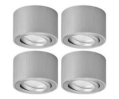 KYOTECH LED Spot Light Faretto da soffitto a LED Orientabili Ø 80*50mm con modulo LED intercambiabile Argento spazzolato Apparecchio a Plafone 5W luce Calda Bianca 3000K 400LM Plafoniera LED Set da 4